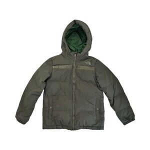 The North Face Puffer Jacket Youth Size 10-12 Green Hooded Insulated Coat